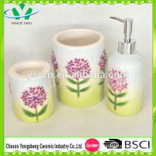 New Design Embossed Flower Bomb Ceramic Bathroom Set